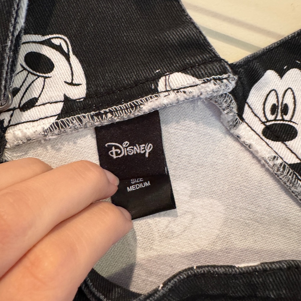 Women’s Black and White Mickey Print Overall Dress - Picture 3 of 6